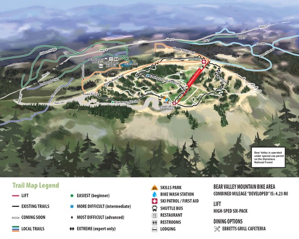 Bear Valley Resort Adds Lift Access Mountain Bike Trails.  First phase opens on Saturday, July 2, 2022