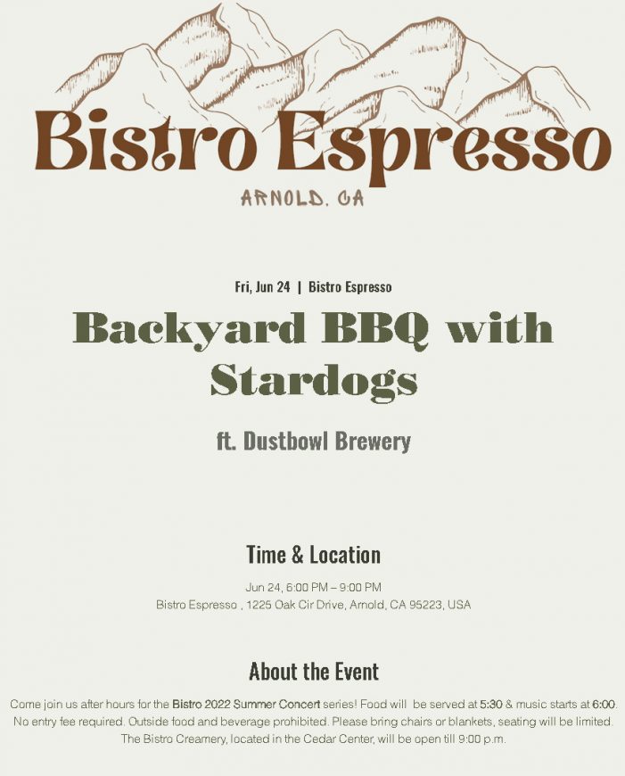 Backyard BBQ & Live Music with Stardogs at Bistro Espresso