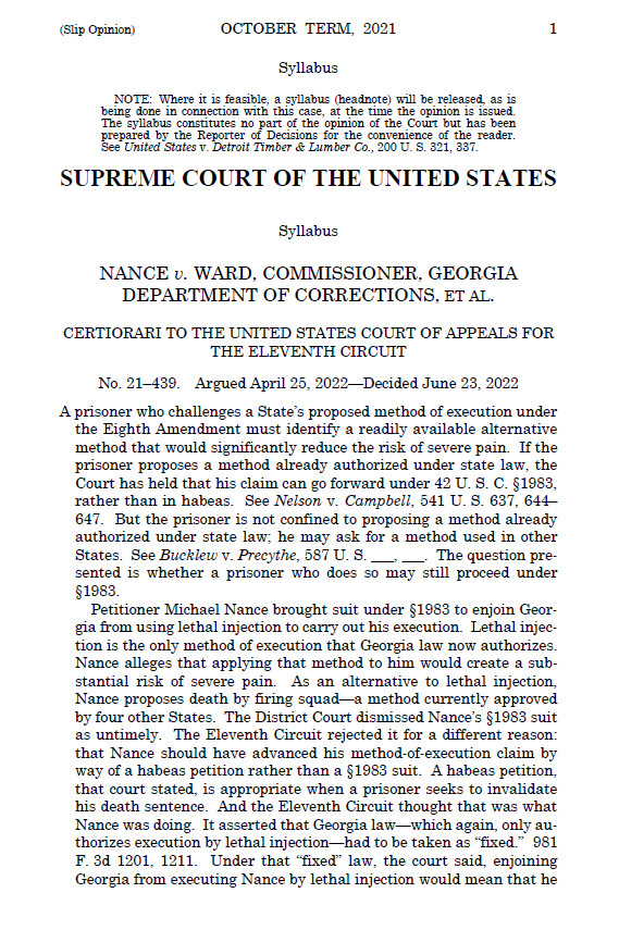 The Supreme Court Renders Opinion in Death by Firing Squad Case