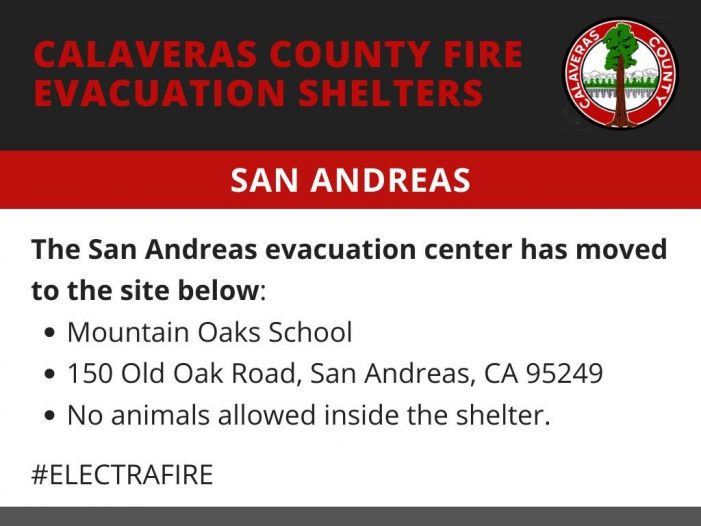 The San Andreas Fire Evacuation Center Relocated to Mountain Oaks School
