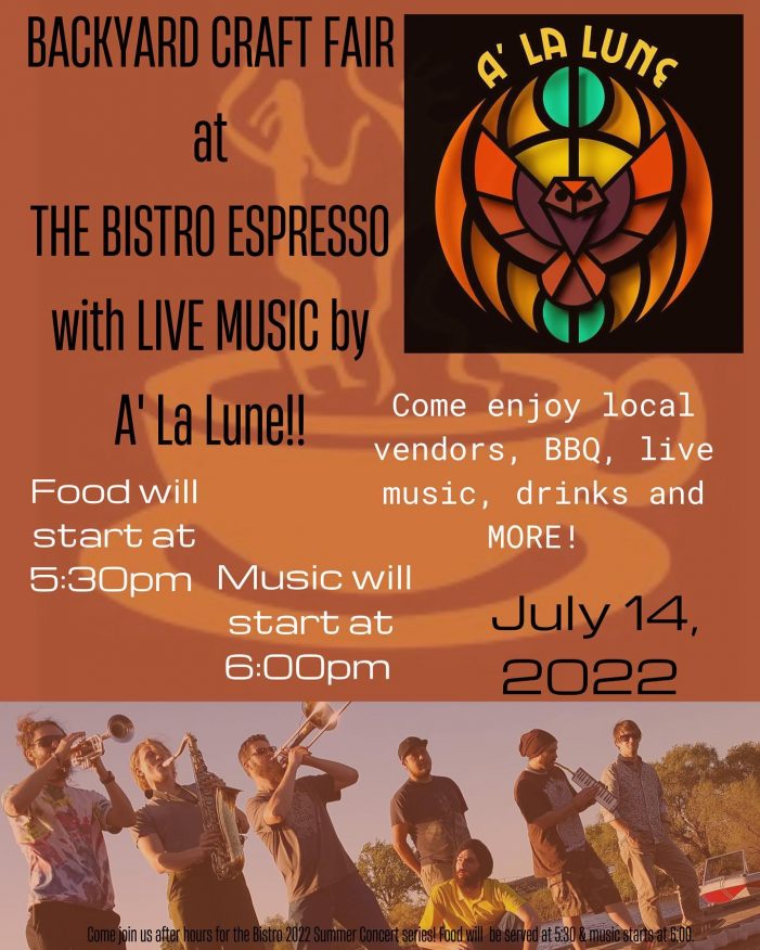 Thursday Night Craft Fair, BBQ & Live Music at Bistro Espresso