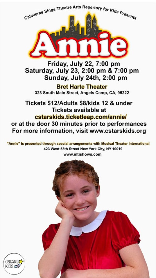 CSTARS Presents Annie July 22 – 24 in Angels Camp