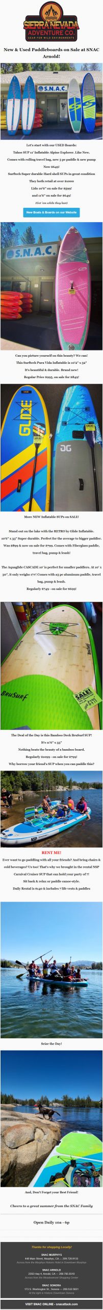 New & Used Paddleboards on Sale at SNAC Arnold!
