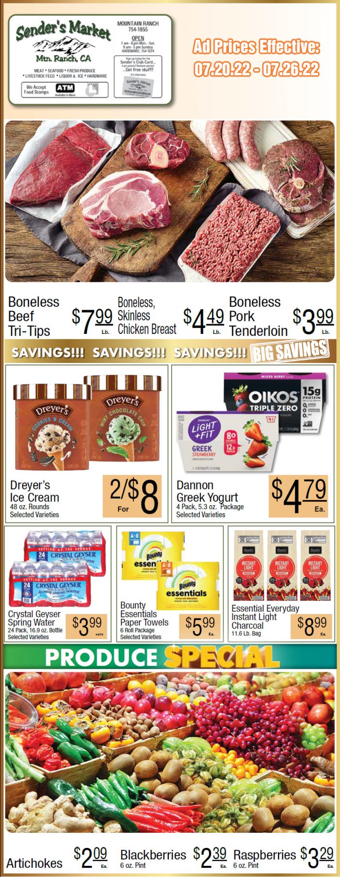 Sender’s Market Weekly Ad & Grocery Specials Through July 20 – 26th!  Shop Local & Save!