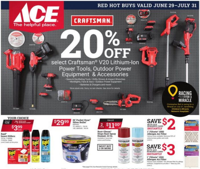Sender’s Ace Hardware July Red Hot Buys