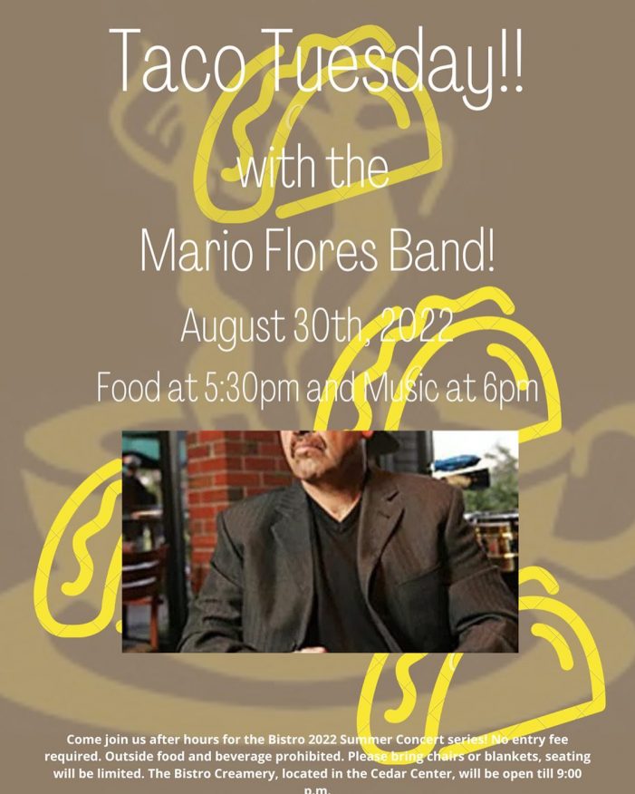 The Mario Flores Band, Tacos, Drinks & Ice Cream at Bistro Espresso