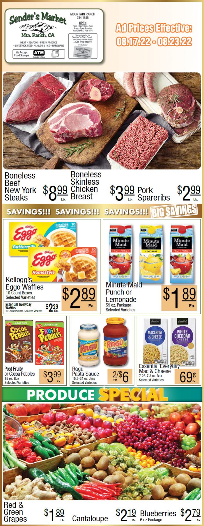 Sender’s Market Weekly Ad & Grocery Specials Through August 23rd! Shop Local & Save!
