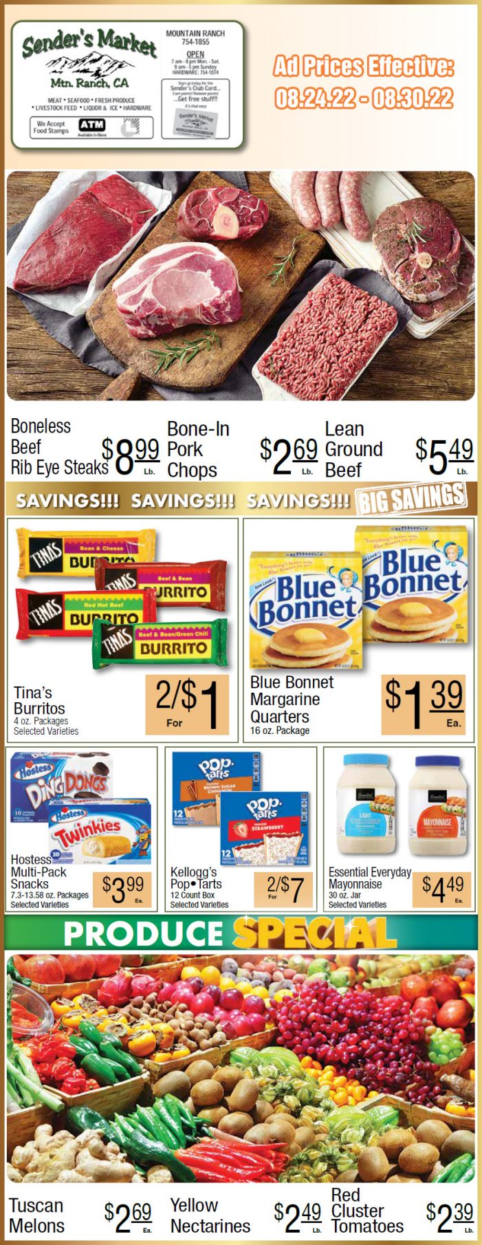Sender’s Market Weekly Ad & Grocery Specials Through August 30th! Shop Local & Save!