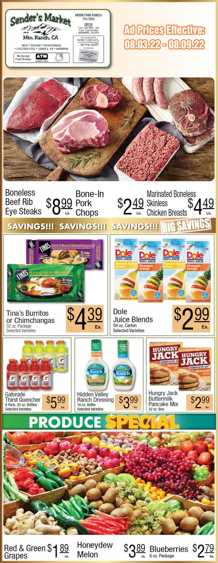 Sender’s Market Weekly Ad & Grocery Specials Through August 9th!  Shop Local & Save!