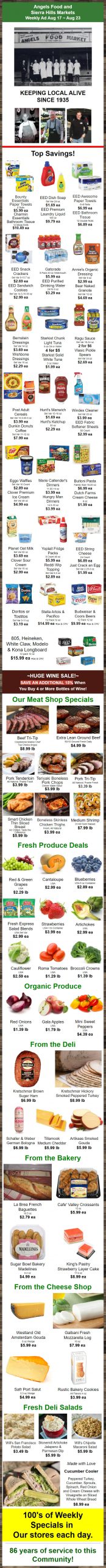 Angels Food and  Sierra Hills Markets  Weekly Ad Aug 17 ~ Aug 23