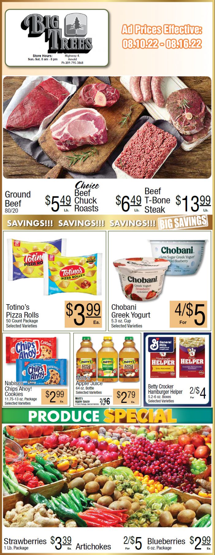 Big Trees Market Weekly Ad & Grocery Specials August 10 – August 16!  Shop Local & Save for Summer!!