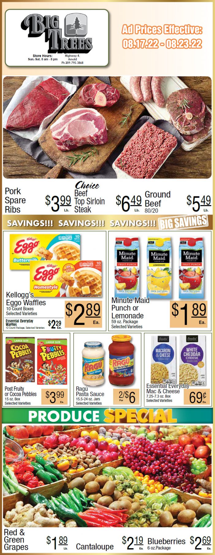 Big Trees Market Weekly Ad & Grocery Specials Through August 23rd!  Shop Local & Save for Summer!!