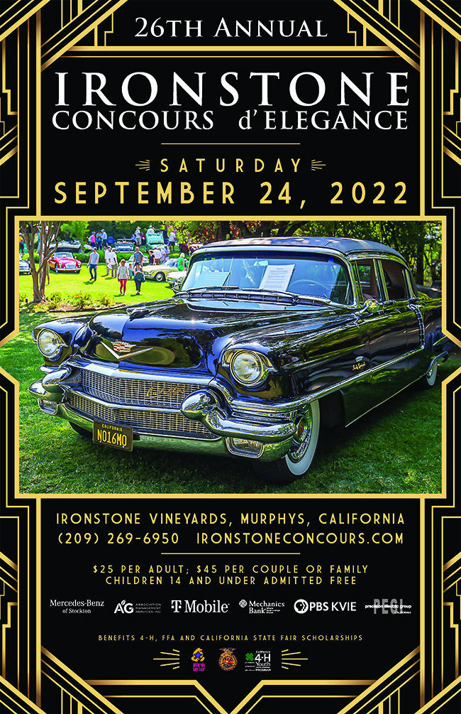 The 26th Annual Ironstone Concours d’Elegance is Sep 24, 2022.  (Photos & Video from 2021 to Rev You Up)