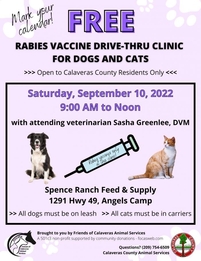 Free Dog and Cat Rabies Vaccination Clinic at Spence Ranch, Feed N Supply