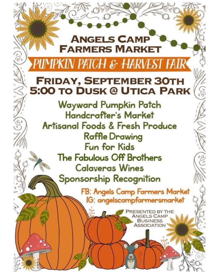 Don’t Miss the Angels Camp Farmers Market, Pumpkin Patch & Harvest Fair