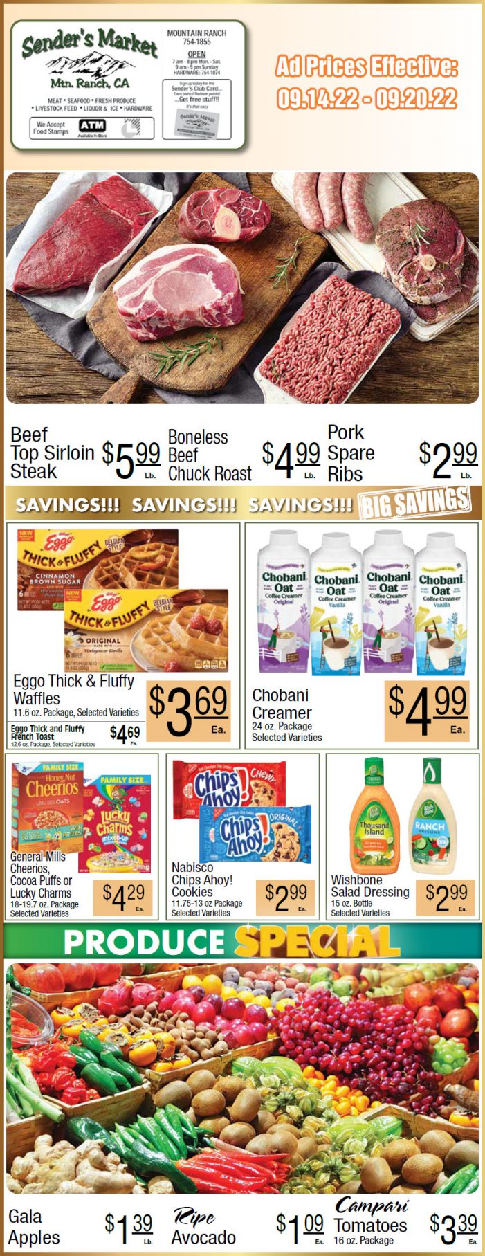 Sender’s Market Weekly Ad & Grocery Specials Through September 20th! Shop Local & Save!