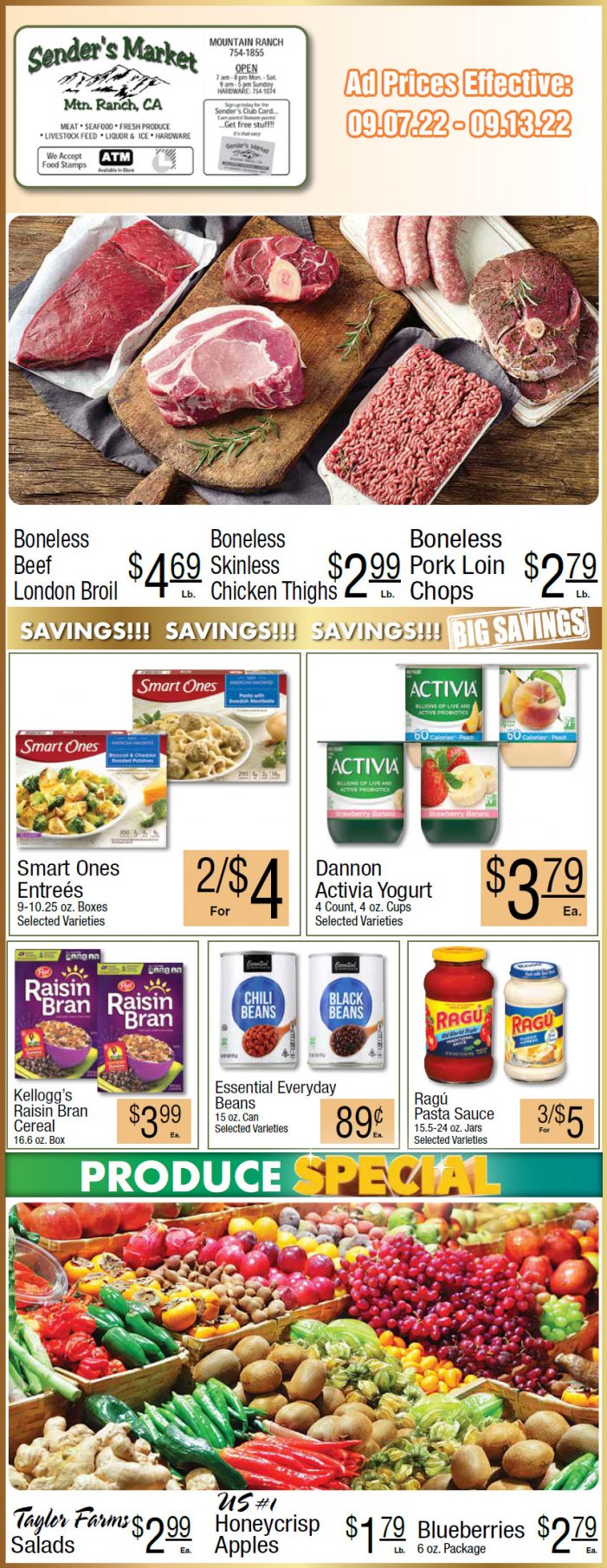 Sender’s Market Weekly Ad & Grocery Specials Through September 13th! Shop Local & Save!