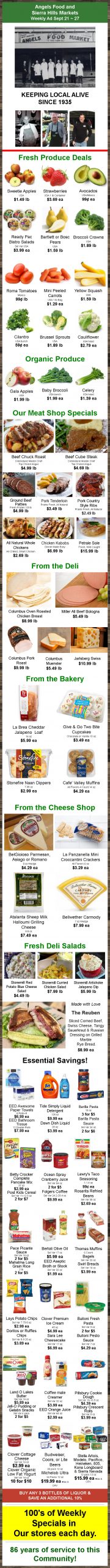 Angels Food and Sierra Hills Markets Weekly Ad Sept 21 ~ 27