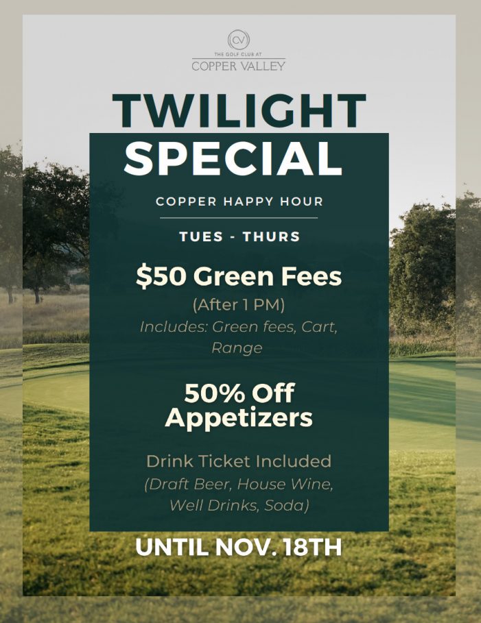 $50 Green Fees and 50% Off Appetizers Every Tuesday-Thursday at The Golf Club at Copper Valley!