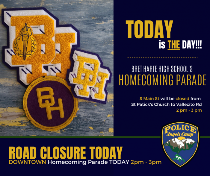 Bret Harte Homecoming Parade is Today!  Temporary Road Closures this Afternoon.