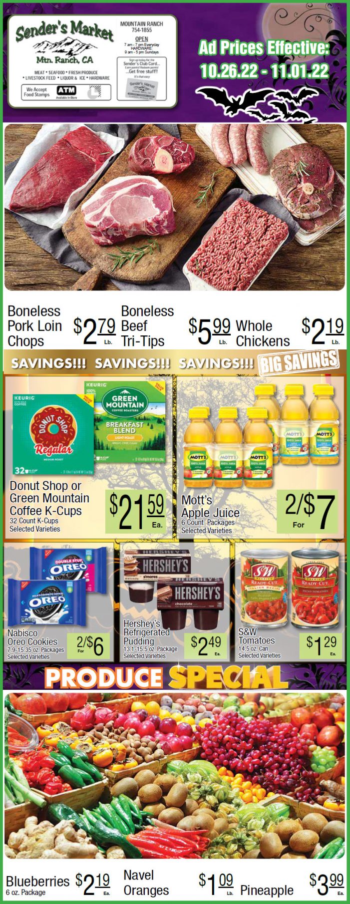 Sender’s Market Weekly Ad & Grocery Specials Through November 1st. Shop Local & Save!