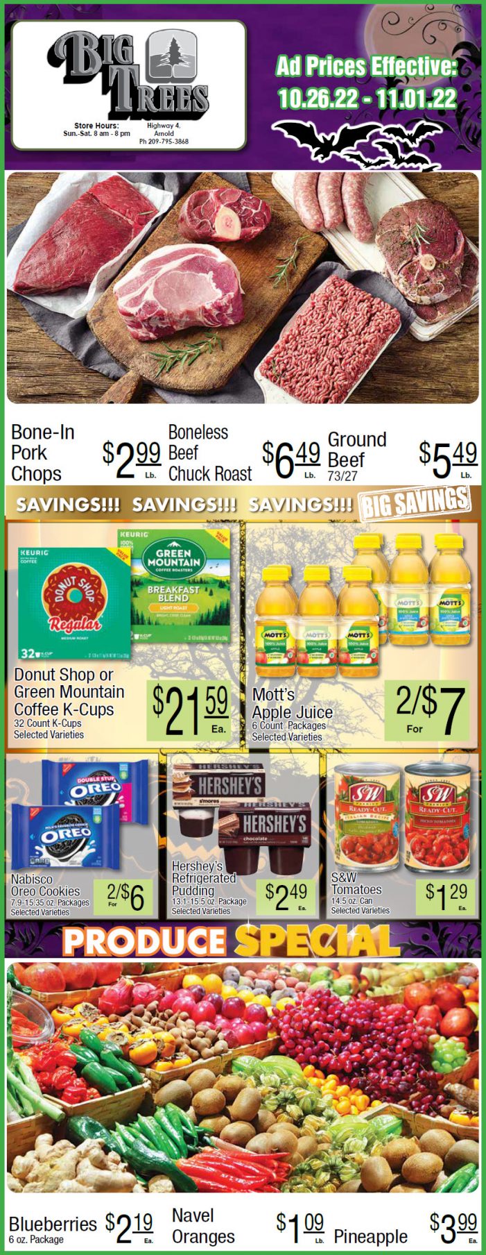 Big Trees Market Weekly Ad & Grocery Specials October Through November 1st!  Shop Local & Save!!