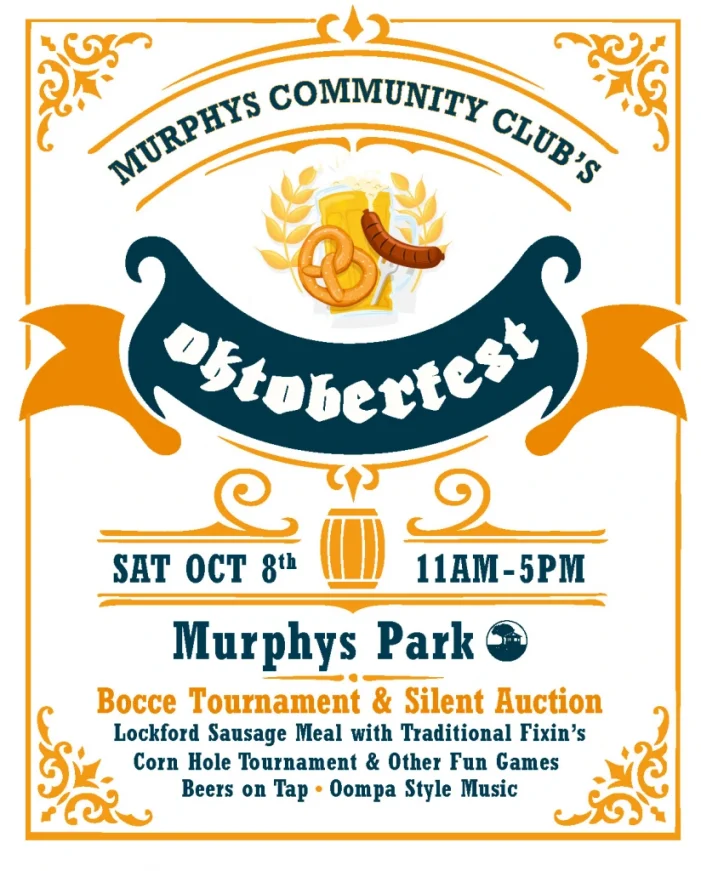 Murphys Community Club’s Octoberfest!  Bocce Ball, Auction & Corn Hole!