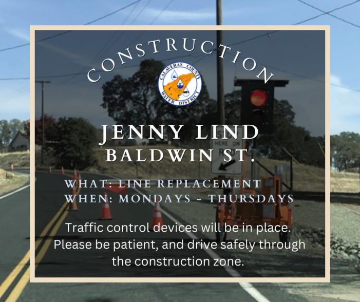 Traffic Delays in Jenny Lind Area for Water Line Replacement