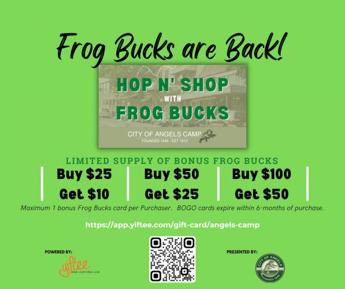 Support your Angels Camp businesses with Frog Bucks! 🐸