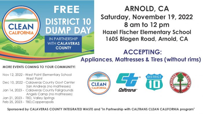 Caltrans & Clean California Partner with Calaveras County for Free Dump Day Events