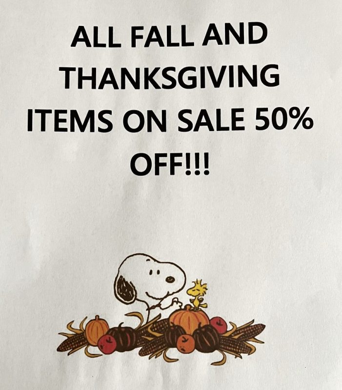 All Fall & Thanksgiving Items 50% Off This Weekend at Murphys Treasures!