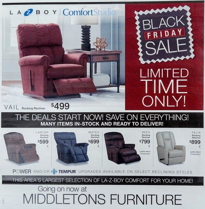 Black Friday Specials from Middleton’s Furniture & Appliances