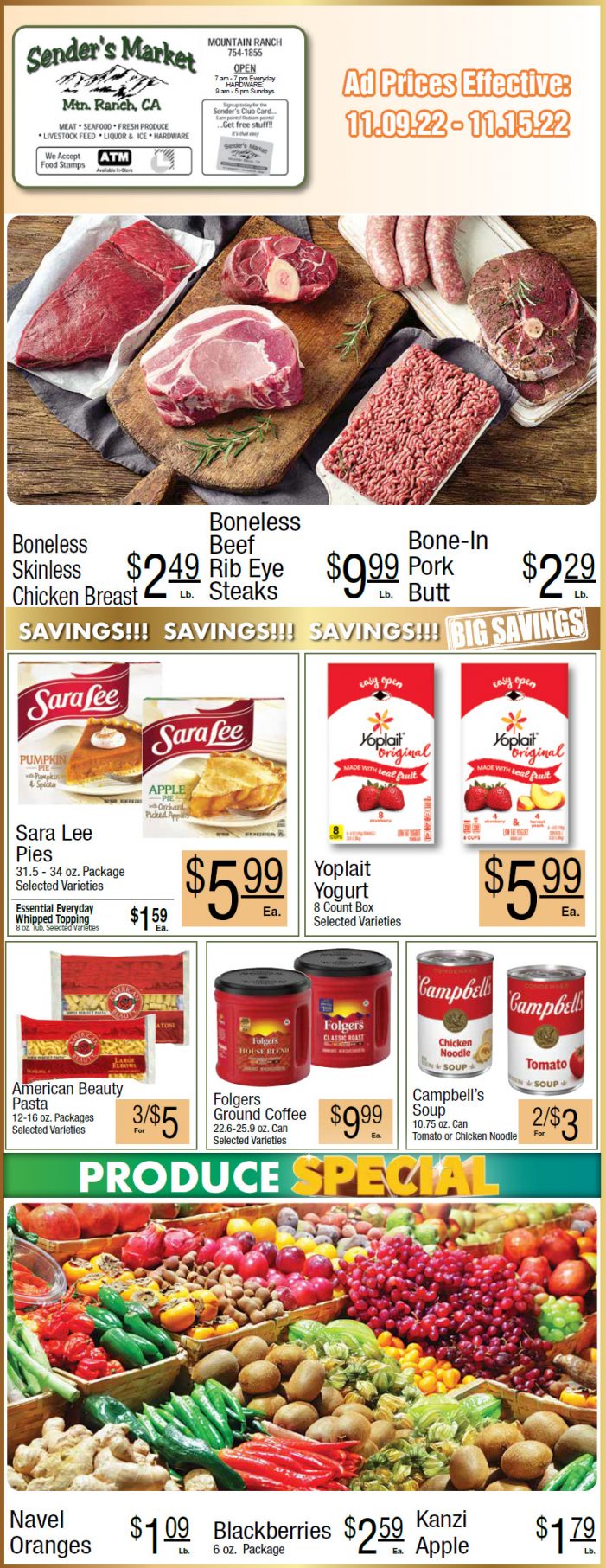 Sender’s Market Weekly Ad & Grocery Specials Through November 15! Shop Local & Save!
