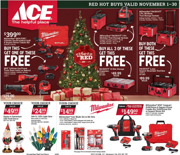 November Ace Red Hot Buys from Sender’s Ace Hardware!