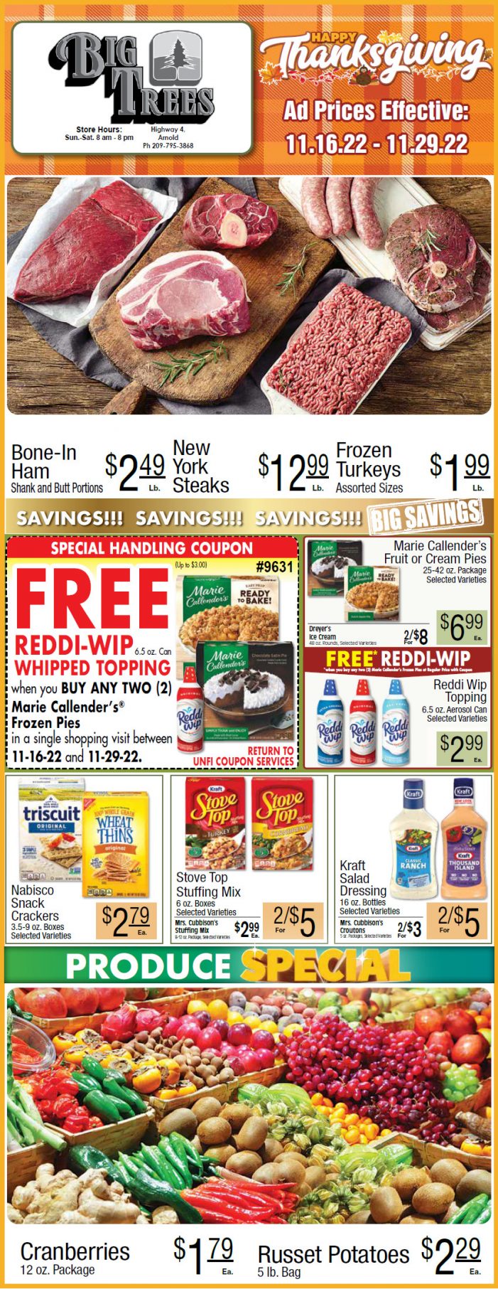 Big Trees Market Thanksgiving Ad & Grocery Specials November 16 ~ 29!  Shop Local & Save!!