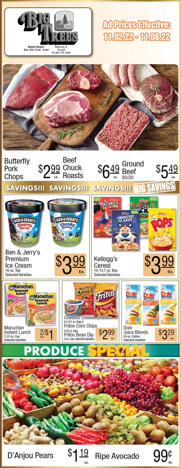 Big Trees Market Weekly Ad & Grocery Specials November 2 – 8!  Shop Local & Save!!