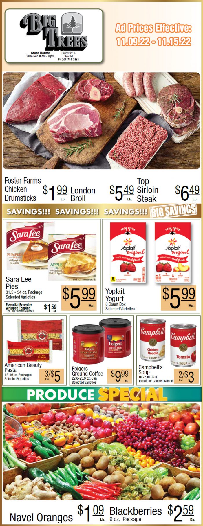 Big Trees Market Weekly Ad & Grocery Specials November 9 – 15!  Shop Local & Save!!