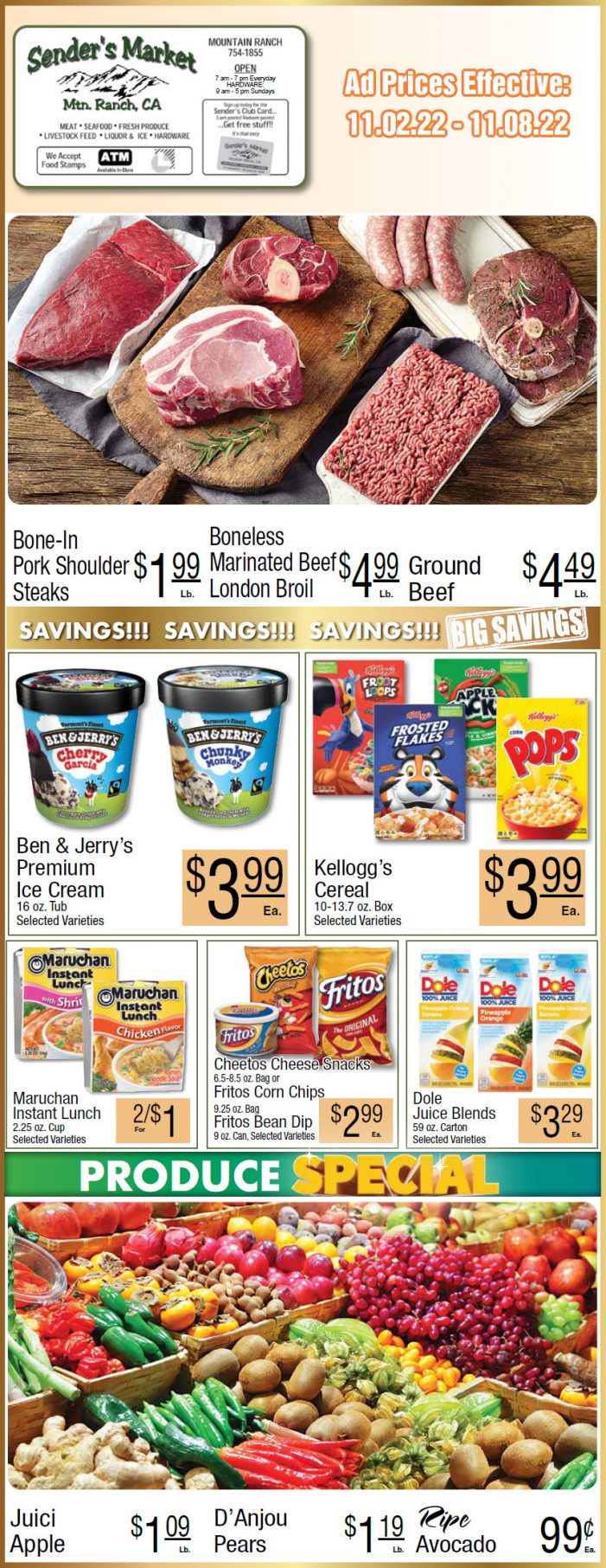 Sender’s Market Weekly Ad & Grocery Specials Through November 2 – 8! Shop Local & Save!