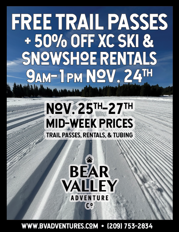 Free Trail Passes and 50% off Ski & Snowshoe Rentals on Thanksgiving Day 9am – 1pm, November 24th, 2022