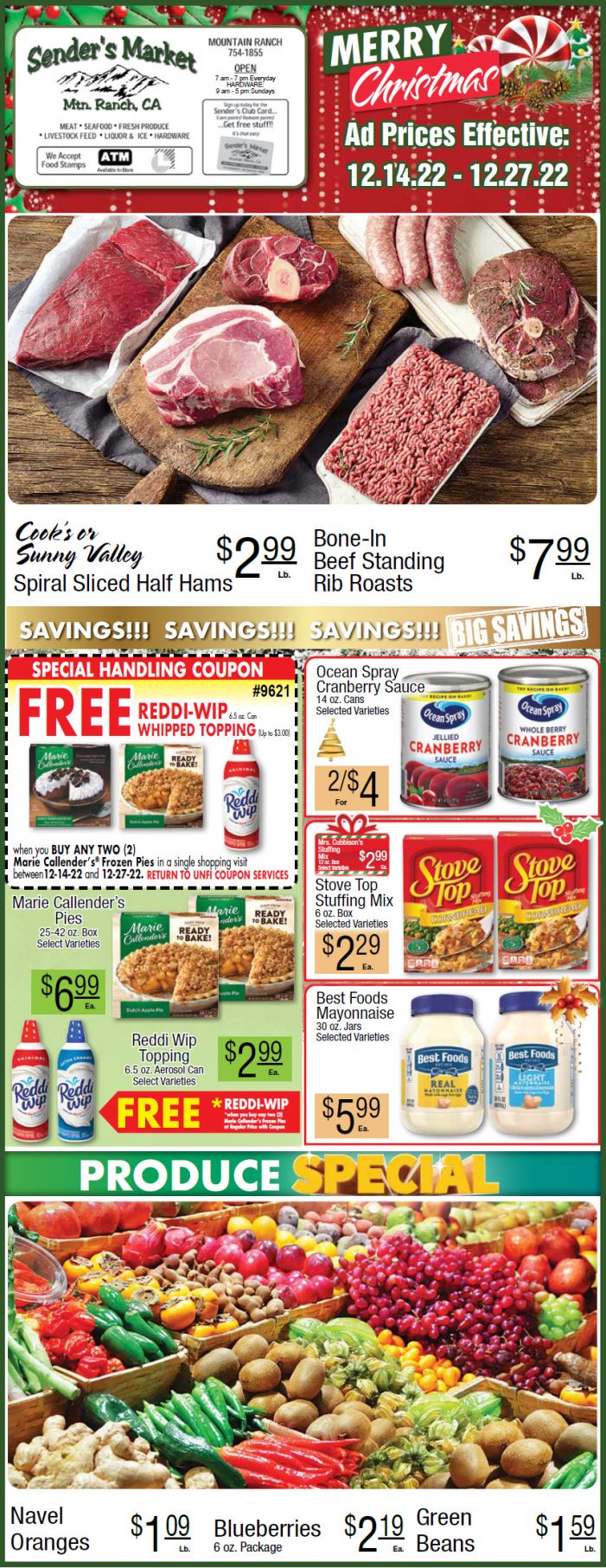 Sender’s Market Christmas Ad & Grocery Specials December 14 – 27th! Shop Local & Save!