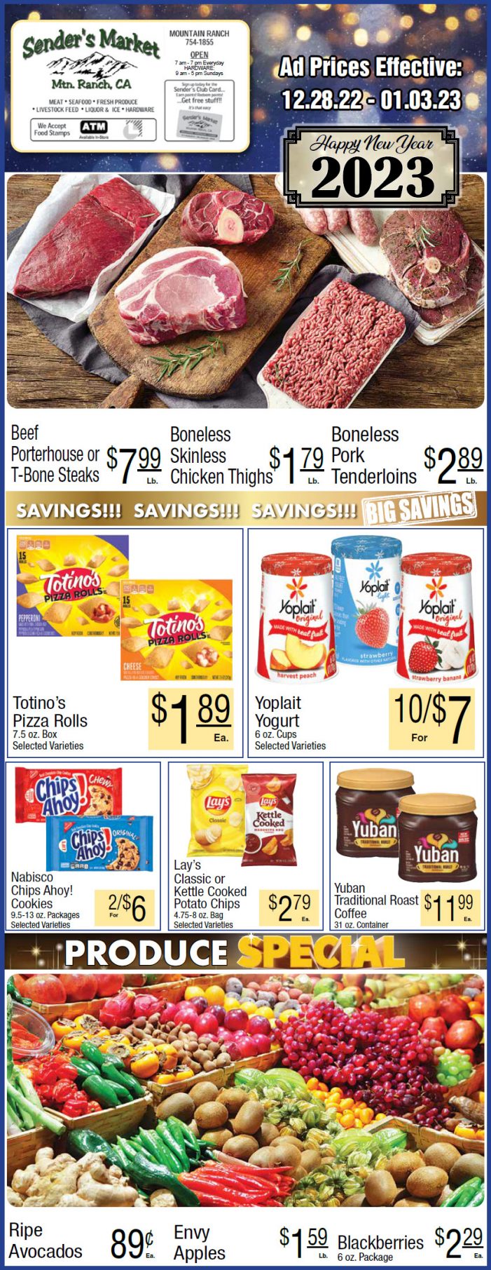 Sender’s Market New Years Ad & Grocery Specials Dec 28 -Jan 3rd! Shop Local & Save!