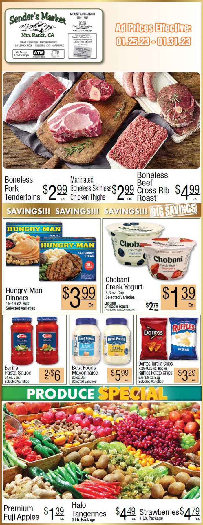Sender’s Market Weekly Ad & Grocery Specials Jan 25 – 31st! Shop Local & Save!!
