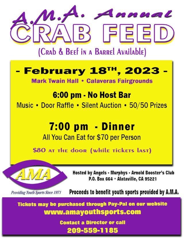 The 2023 AMA Crab Feed is Feb 18!  Get Your Tickets Now!