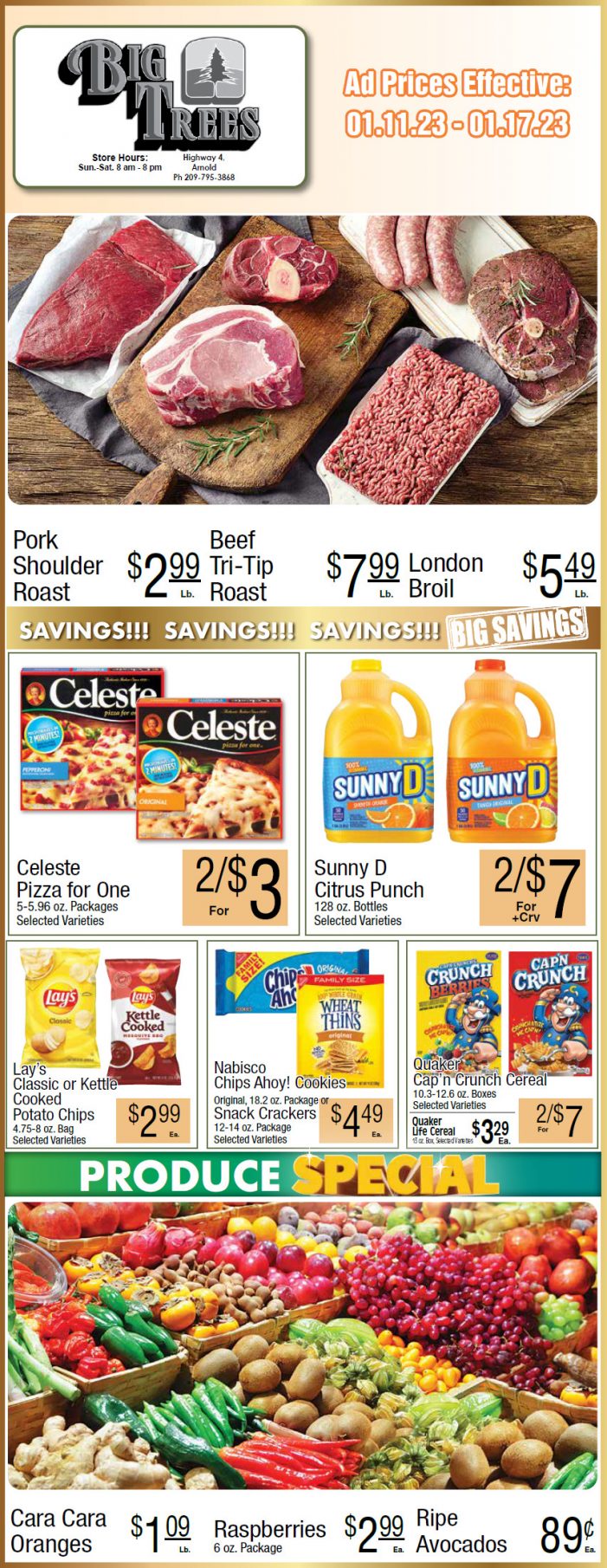 Big Trees Market Weekly Ad & Grocery Specials January 11 – 17th!  Shop Local & Save!!