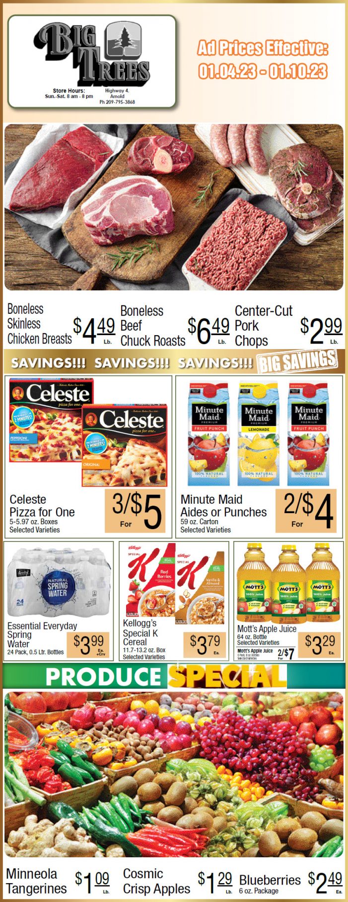 Big Trees Market Weekly Ad & Grocery Specials January 4 – 10th!  Shop Local & Save!!