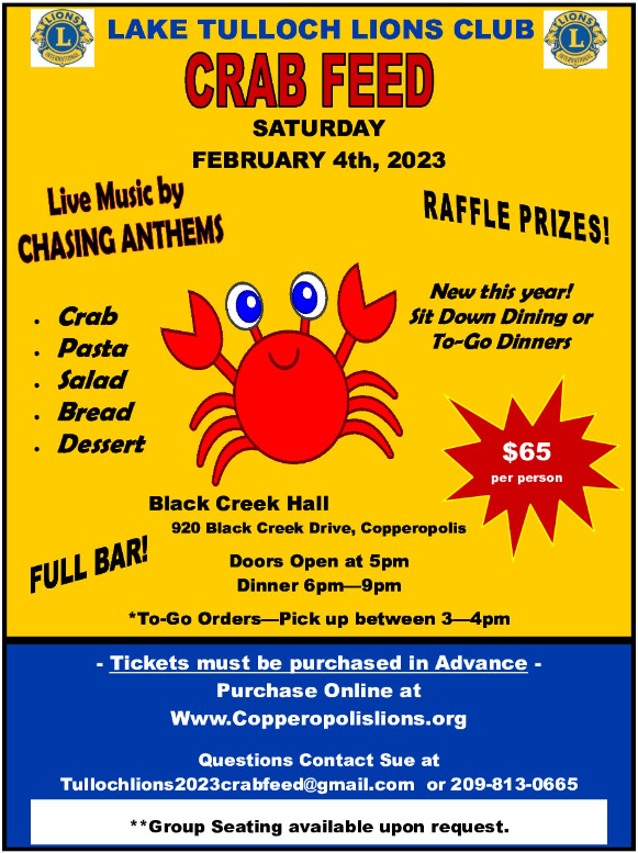 Lake Tulloch Lions Club Crab Feed 2023