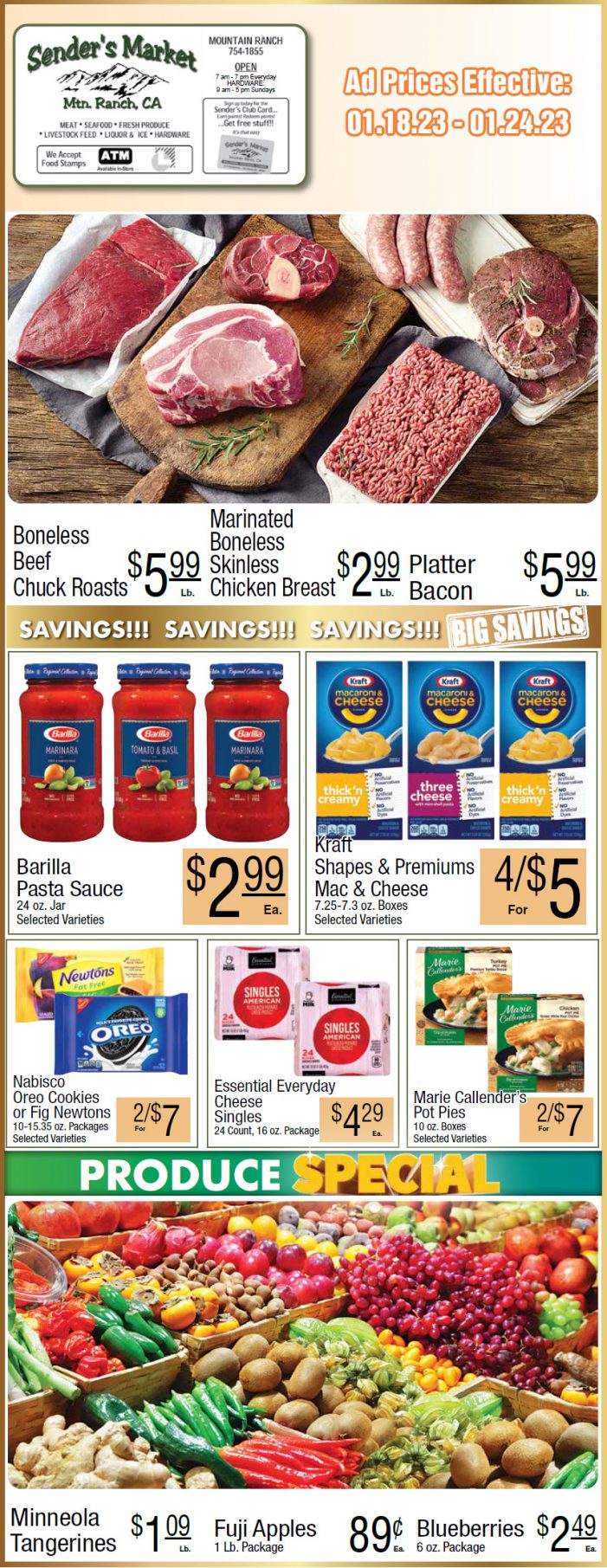 Sender’s Market Weekly Ad & Grocery Specials Jan 18 – 24th! Shop Local & Save!!