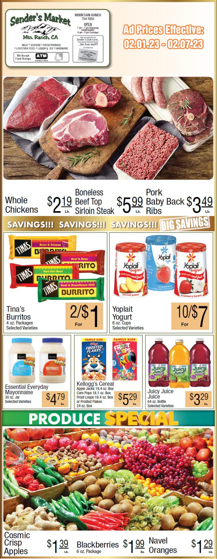 Sender’s Market Weekly Ad & Grocery Specials February 1st – 7th! Shop Local & Save!!