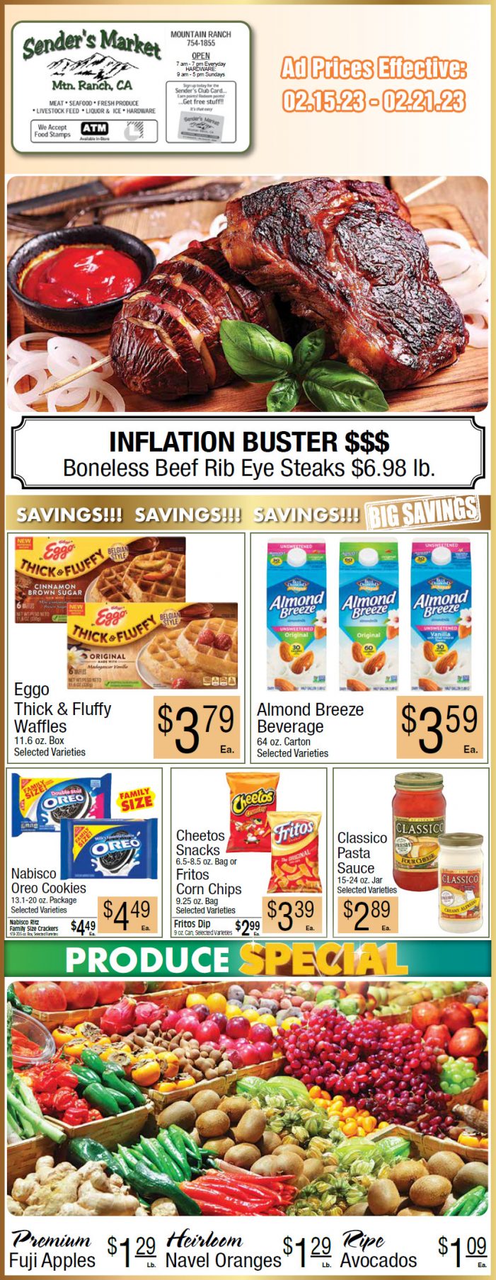 Sender’s Market Weekly Ad & Grocery Specials February 15 – 21st! Shop Local & Save!!