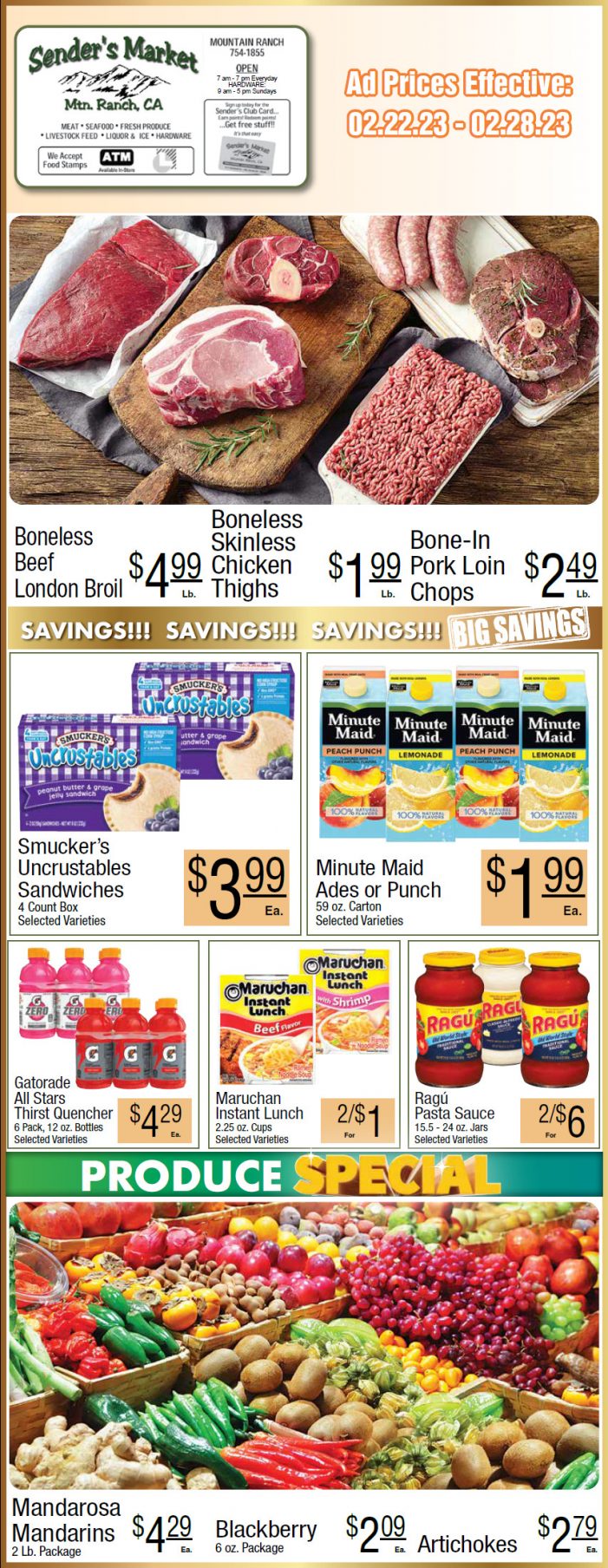 Sender’s Market Weekly Ad & Grocery Specials Through February 28th! Shop Local & Save!!